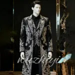 Luxury Sparkly Rhinestone Men's Suits 3 Pcs Blazers Slim Fit for Wedding Fashion Long Overcoat Vest Pants Suits Male Customized