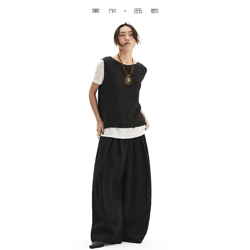 100% Pure Natural Fiber~Elastic Waist Linen Pants for Women, Lightweight and Breathable Long Pants, Loose and Versatile Casual Pants for Spring and Summer - Image 3