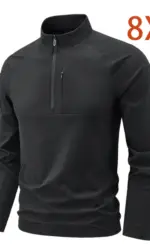 Quick Dry Men's Polo Shirt Stand Collar Pullover Male Long Sleeve Half Zipper Spring Big Size Plus Large 6XL 7XL 8XL