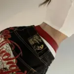 Angel Wings Embroidery Jeans Woman Grunge Wide Leg High Waisted Pants Y2k Artistic Design High Waist Trend Women Jeans