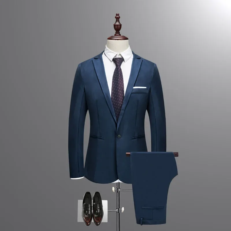 Men's Casual Business Suit Set Korean Style Slim Fit Two Piece Set Fashionable Autumn Winter Male Model Clothing - Image 4