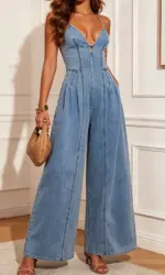 Jumpsuits Women Denim One Piece V Neck Sleeveless Sling Overalls Long Pants High Waist Rompers Y2k Streetwear Jumpsuit 2026