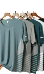 Running T-shirt Men Summer Ice Silk Thin Top Reflective Printing Quick Dry Short Sleeve Breathable Fitness Sports T-shirt 5XL