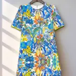 2026 Printed Beaded Dress Women Short Sleeve O Neck a Line Dress Elegant Fashion Summer Ladies Casual Party Midi Dress