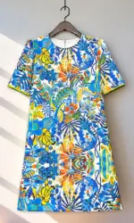 2026 Printed Beaded Dress Women Short Sleeve O Neck a Line Dress Elegant Fashion Summer Ladies Casual Party Midi Dress