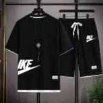 Fashionable, casual and trendy men's sportswear set, short-sleeved T-shirt and outdoor summer sports shorts set, new size M-3XL