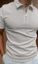 Summer men's solid-color round-neck long-sleeved button-down zipper shirt and men's casual streetwear fashionable new style top