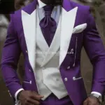 Purple Color Three Piece Men Suit