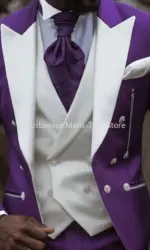 Purple Color Three Piece Men Suit