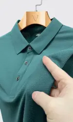 Plus Size 9xl 8xl 7xl Summer High-End Mesh Ice Silk Short-Sleeved T-Shirt Men's Polo Shirt Collar Solid Color Quick Dry Polos
