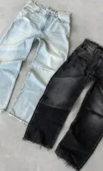 Straight Jeans Distressed Men Jean Ripped Holes Washed Denim Pants Ankle Length Loose Solid Zipper Fly Pockets Casual 2025