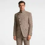 Fashion Men's Suits Male Clothing Elegant Single Breasted Stand Lapel Slim 2 Piece Jacket Pants Full Sets Costume Homme