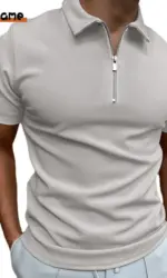 Summer Men's Solid Color Polo Shirt Short Sleeve Turn-Down Collar Zipper Tshirts &for Men Casual Streetwear New Male Tops