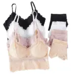 Women Lace Bra And Briefs Set Female Sexy Lingerie Set Lace Bralette Crop Top Backless Wireless Bra Top Low Rise Underwear Set