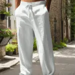 New Men's Beach Pants - Daily Versatile Outdoor Leisure Fitness Simple Cotton Hemp Texture Loose Long Pants for Spring and Summe