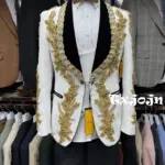 2026 New Jacquard Beaded Man Suit Set 3 Pieces Wedding Groom Sets Luxurious Shawl Lapel Men's Tuxedo Banquet Party Wear In Stock