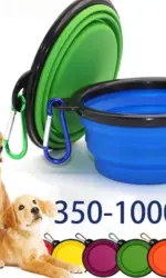Folding Portable Silicone Dog Feeder Bowl 2 In 1 Pet Dispenser Outdoor Travel Dog Cat with Carabiner Bottle Food Water Container