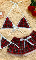 Cosplay Schoolgirl Lingerie Nightdress Student Uniform Bra Sets Sexy Costumes Red Plaid Sexy Outfit Lingerie For Women