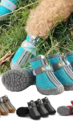 Dog Shoes Non-Slip Soles Thick Plush Protection Paw Pet Shoes Warm For Dog Non-Slip Dog Shoes Breathable Climbing Pets Booties