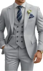 Mens Suit 3 Piece Slim Fit Suits for Men Double Breasted Suit Wedding Prom Suits Formal Business Dinner Tuxedo