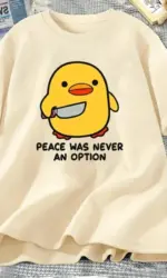 Peace Was Never An Option Cute Animal Tshirt Funny Goose Graphic T Shirts Summer Casual Short Sleeve Tops Women Clothing