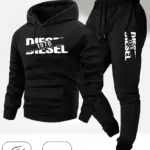 Men Fashion Print Tracksuit Hooded Sweatshirt+Sweatpants Set Autumn winter Casual Fitness Jogging Sports Two-Piece Unisex Outfit