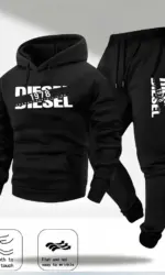 Men Fashion Print Tracksuit Hooded Sweatshirt+Sweatpants Set Autumn winter Casual Fitness Jogging Sports Two-Piece Unisex Outfit