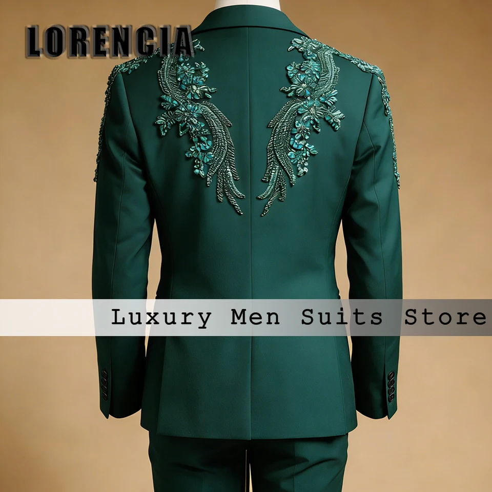 Luxury Rhinestone Suits for Men 2 Pieces Sparkling Crystal Wedding Tuxedos Groom Outfits Customized Blazer Pants zomerset heren - Image 2