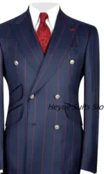 Classic Stripes Slim Men Suit  Prak Lapel  Customized 2 Pieces Sets Groom Party Tuxedos Formal Male Blazes Business ropa hombre