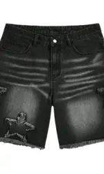 New high-end denim shorts for men in spring and summer of 2025, loose and versatile, trendy brand business casual denim shorts