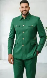 Safari Men Suits Men Classic British Style Purple Gold Button Safari Suit Tailored Formal Blazer For Business Banquet Prom Event