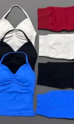 HISTELLO 2 Pieces Sports Set Women Yoga Longline Strap Top Scrunch Seamless Shorts Sport Gym Set Sportswear Workout Fitness Set