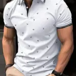 The new men's short-sleeved POLO shirt for summer 2025 is casual fashionable soft and breathable with 3D pattern printing