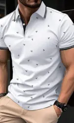 The new men's short-sleeved POLO shirt for summer 2025 is casual fashionable soft and breathable with 3D pattern printing