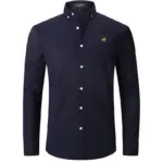 New men's high-end Oxford cloth button-down shirt, featuring a unique logo, long sleeves, suitable for both casual and business