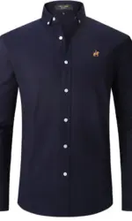 New men's high-end Oxford cloth button-down shirt, featuring a unique logo, long sleeves, suitable for both casual and business