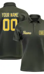 Personalized DIY Dark Olive Polo Shirts Customized Name Team Name Logo Number Team Uniforms Loose Darts Bowling Billiards Tops