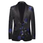 Blue Jacquard Suit Men's Business Banquet Dress Single Button Jacket , Fashion Mens Wedding Dance Party Blazers
