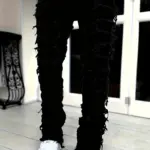 Y2K hip-hop style jeans, men's casual street-style stretch jeans, fashionable versatile stretch denim pants