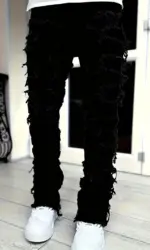 Y2K hip-hop style jeans, men's casual street-style stretch jeans, fashionable versatile stretch denim pants
