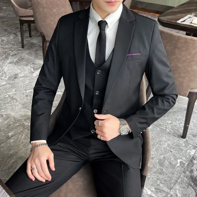 S-9XL New (Blazer+Vest+Pants) Men's Fashion Business Gentleman Professional Formal Dress Korean Version Banquet Dress Suit 6XL - Image 5