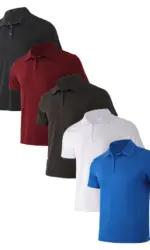 5-piece men's summer solid color short sleeved polo shirt breathable quick drying short sleeved top