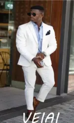 CustomizedMen's Suits White Formal Classic Fit 2 Pieces/Regular Slim Blazer With Pants For Wedding Groom Wear/Men's Clothes Set