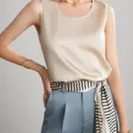 Summer Satin Mulberry Silk Tank Top Casual Versatile Champagne Tops Woman 2026 New Fashion Elegant Vest Loose Sleeveless T-shirt