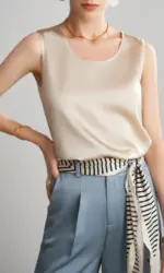 Summer Satin Mulberry Silk Tank Top Casual Versatile Champagne Tops Woman 2026 New Fashion Elegant Vest Loose Sleeveless T-shirt