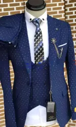 Polka dot Men's Suit Three-piece Fashionable Business Work Clothes Groom Wedding Tuxedo Jacket Pants Vest Custom Outfit
