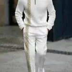 2-piece set, European and American men's fashionable sports long-sleeved top and long pants set