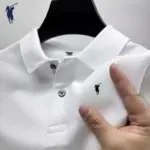 Men's short-sleeved polo shirt, a product from a top designer brand, a delicate horse-patterned short-sleeved T-shirt, fashionab