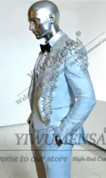 Exquisite Rhinestones Beaded Men Suit Attire For Wedding 3 Piece Set Seuqins Lapel Prom Blazer Trousers Customized Groom Tuxedos
