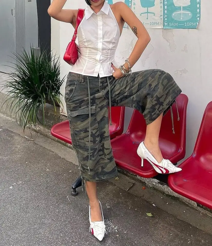 New Fashion Women Summer Cargo Shorts Casual Camouflage Print Loose Drawstring Short Pants For Club Streetwear S-XL - Image 5